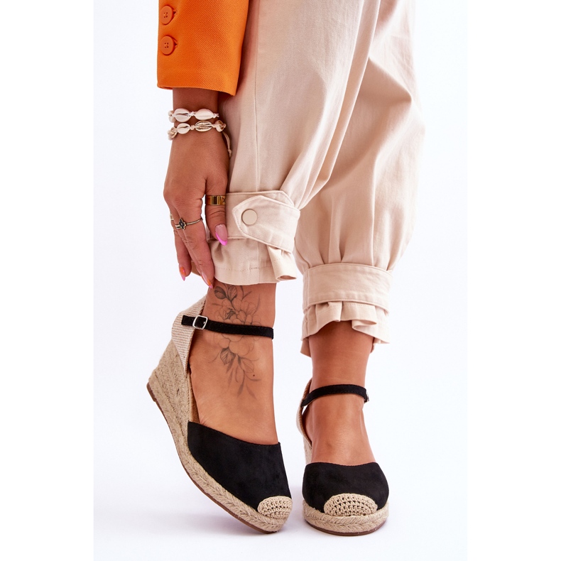 Espadrilles en Daim Sandales Compensées Noir Cammer le noir 1