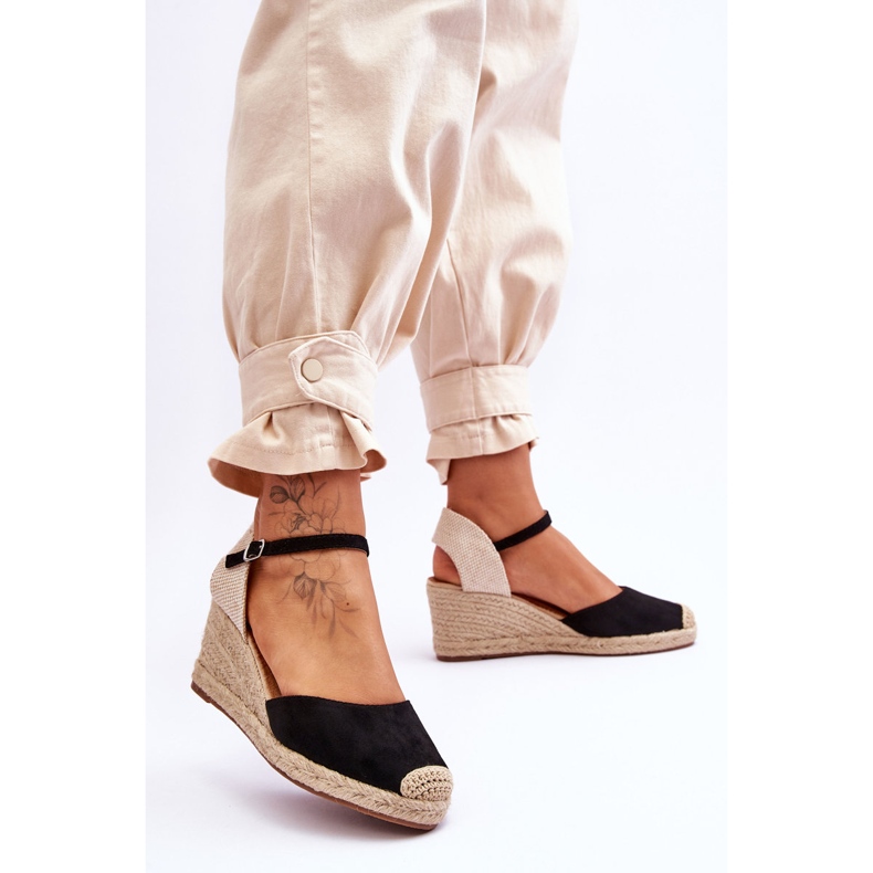 Espadrilles en Daim Sandales Compensées Noir Cammer le noir 2