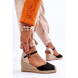 Espadrilles en Daim Sandales Compensées Noir Cammer le noir 4