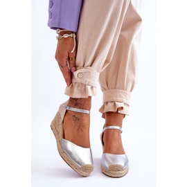 Espadrilles en Cuir Sandales Compensées Silver Cammer argent 1