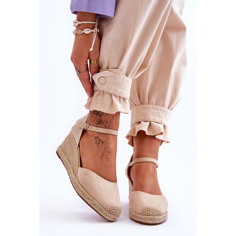 Espadrilles en Daim Sandales Compensées Beige Cammer brun 1