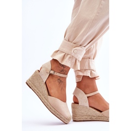 Espadrilles en Daim Sandales Compensées Beige Cammer brun 4