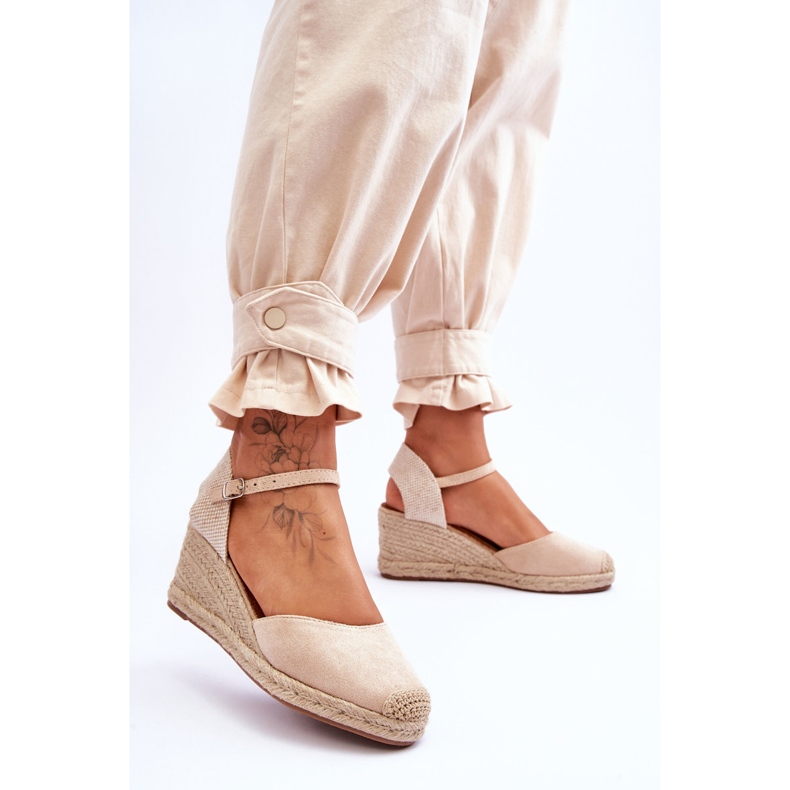 Espadrilles en Daim Sandales Compensées Beige Cammer brun 2
