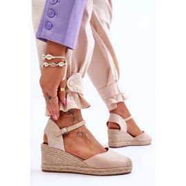 Espadrilles en Daim Sandales Compensées Beige Cammer brun 3