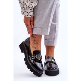 FJ1 Mocassins Laqués à Décor De Plateforme Gloire Noire 1