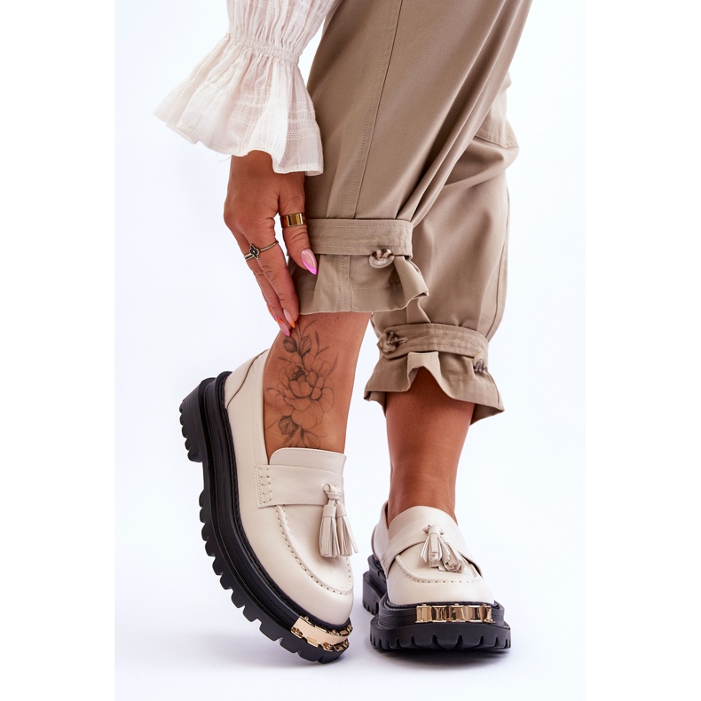 Lonisa Lonis Mocassins Classiques à Franges Beige 1