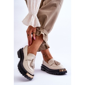 Lonisa Lonis Mocassins Classiques à Franges Beige 2