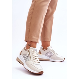 Baskets compensées pour femmes à la mode Beige Jolly 2