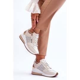 Baskets compensées pour femmes à la mode Beige Jolly 3