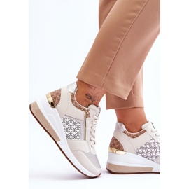 Baskets compensées pour femmes à la mode Beige Jolly 6