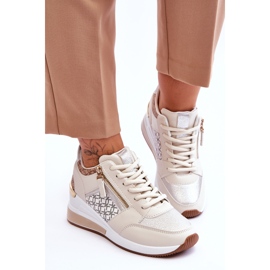 Baskets compensées pour femmes à la mode Beige Jolly 4