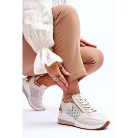 Baskets compensées pour femmes à la mode Beige Jolly 7