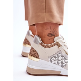 Baskets compensées pour femmes à la mode Beige Jolly 5