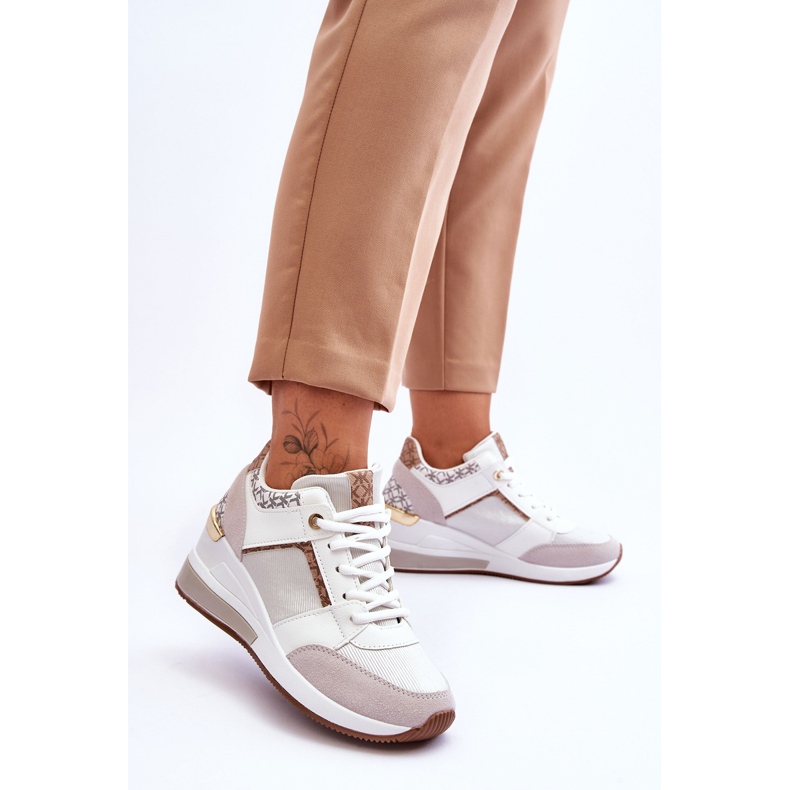 Baskets Compensées Femme Chèvre Blanche 2