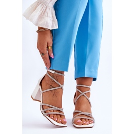 FJ1 Sandales en cuir pour femmes avec oxyde de zirconium à talons hauts Blanc Liviano 1