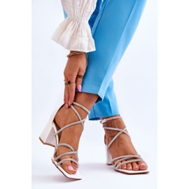 FJ1 Sandales en cuir pour femmes avec oxyde de zirconium à talons hauts Blanc Liviano 2
