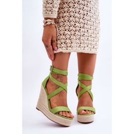 FJ1 Confortables sandales vertes Lemira High Wedge 1