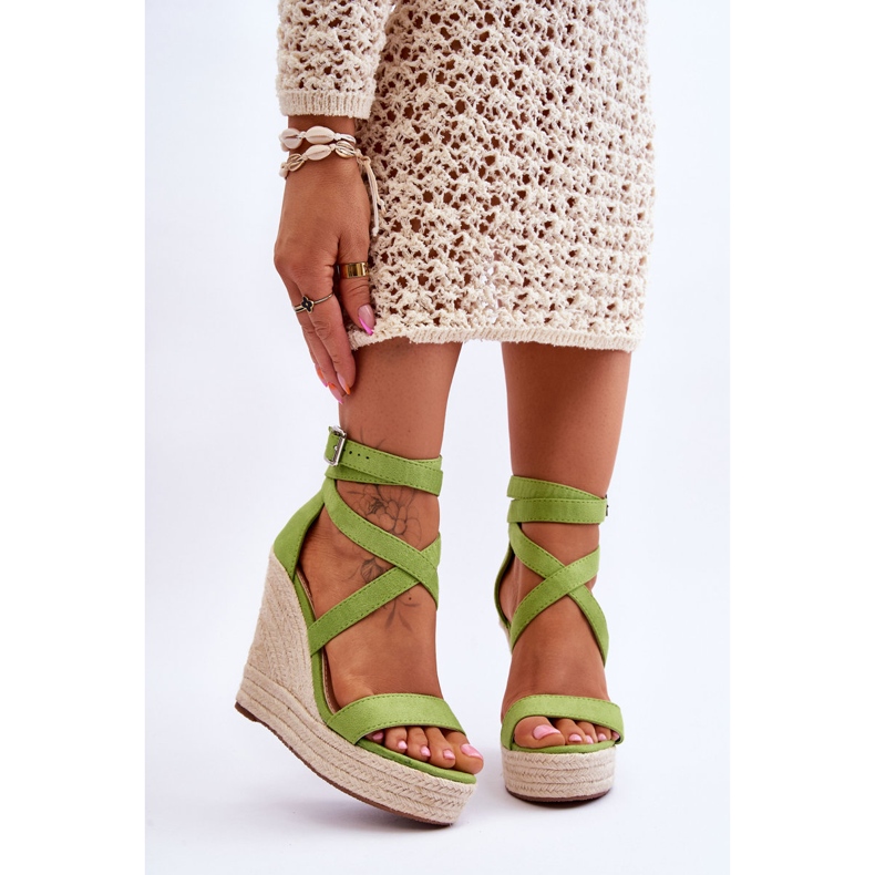 FJ1 Confortables sandales vertes Lemira High Wedge 1