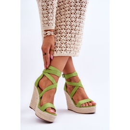 FJ1 Confortables sandales vertes Lemira High Wedge 2