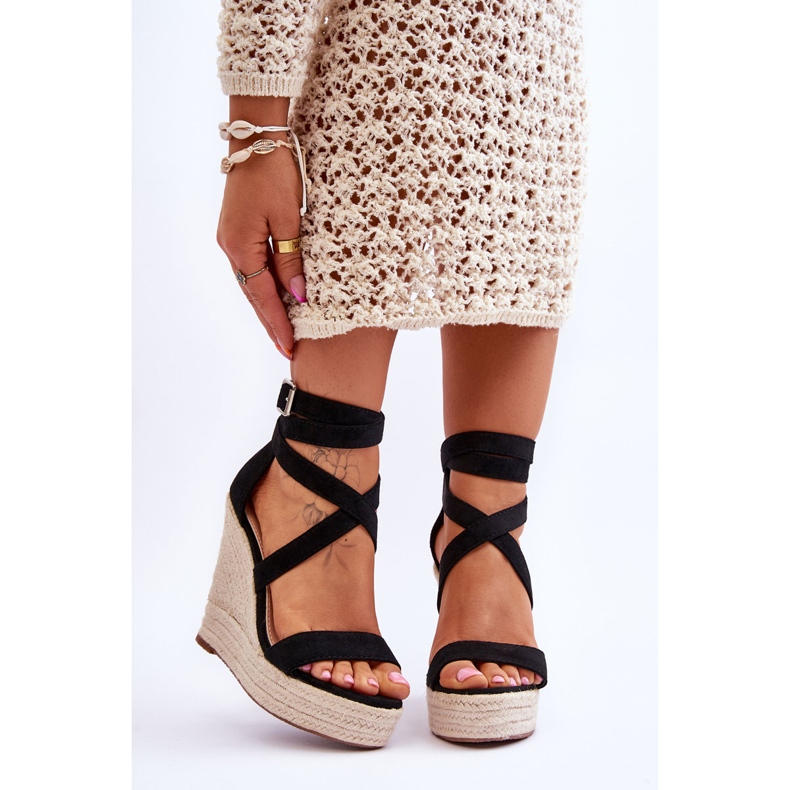 FJ1 Sandales Confortables Sur Un Haut Compensé Noir Lemira le noir 1