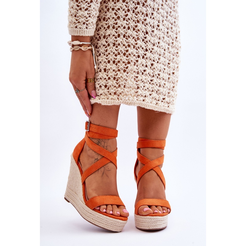 FJ1 Confortables sandales orange Lemira High Wedge 1