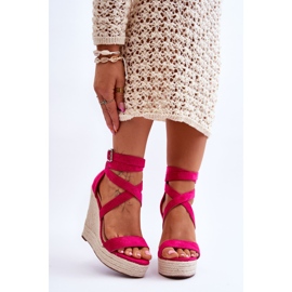FJ1 Sandales Compensées Hautes Confortables Fuchsia Lemira rose 1
