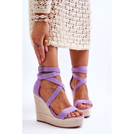 FJ1 Sandales confortables Lemira Violet High Wedge 1