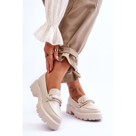 FJ1 Mocassins Cuir Femme Beige Camerin 2