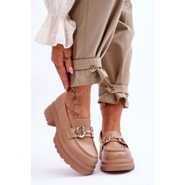 FJ1 Mocassins à enfiler en cuir pour femmes Beige Albie 1