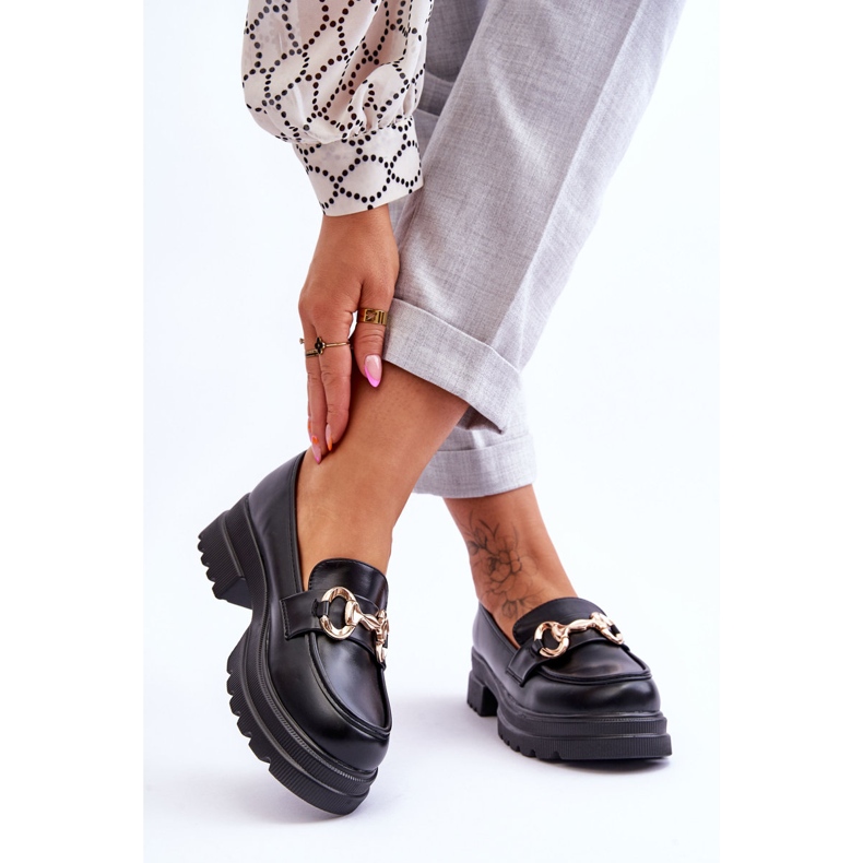 FJ1 Mocassins à enfiler en cuir pour femmes Noir Albie 2