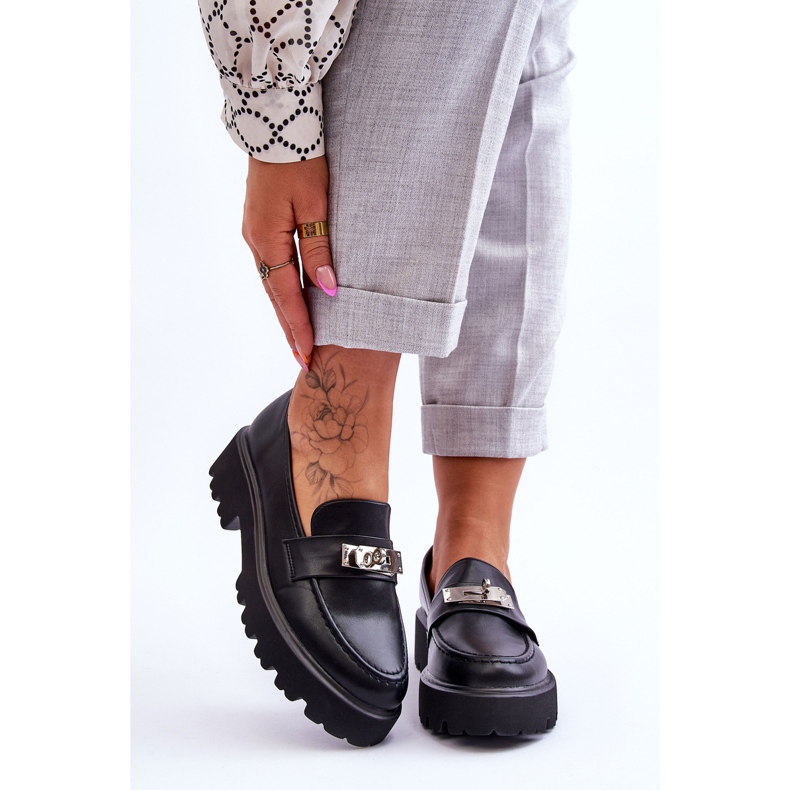 Mocassins En Cuir Avec Décoration De Plateforme Black Glory le noir 1