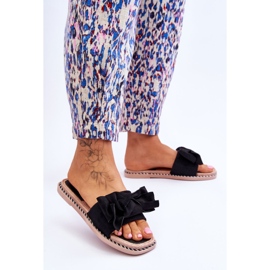 Chaussons Femme Daim Avec Noeud Ambre Noir le noir 3