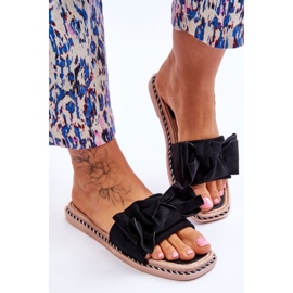 Chaussons Femme Daim Avec Noeud Ambre Noir le noir 4