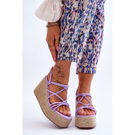 Sandales compensées Nessia Wedge à la mode avec tresse violet 1