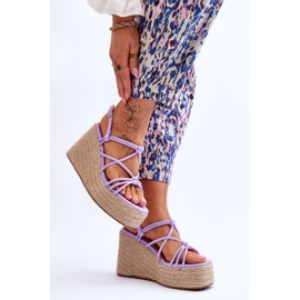 Sandales compensées Nessia Wedge à la mode avec tresse violet 4