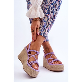 Sandales compensées Nessia Wedge à la mode avec tresse violet 2