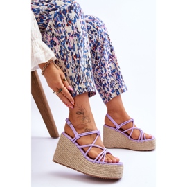 Sandales compensées Nessia Wedge à la mode avec tresse violet 5