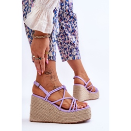 Sandales compensées Nessia Wedge à la mode avec tresse violet 3