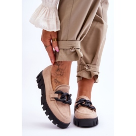 Vinceza Mocassins à plateforme en daim pour femmes Beige Bennett noir 1