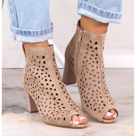Bottines ajourées printemps beige femme sur le poteau Jezzi 1