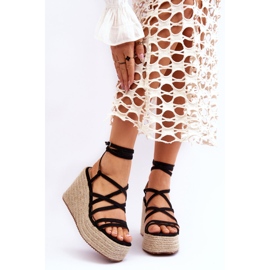 Sandales Compensées en Cuir Margaritt Noir 1