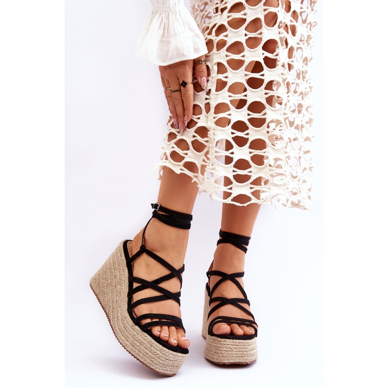 Sandales Compensées en Cuir Margaritt Noir 1