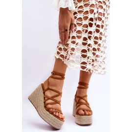 Sandales compensées en cuir Marron Margaritt brun 1