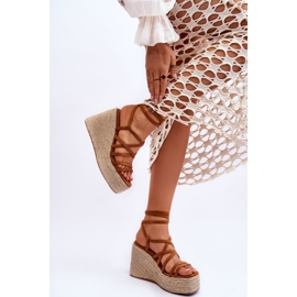 Sandales compensées en cuir Marron Margaritt brun 2