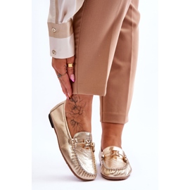 Mocassins Classiques En Cuir Avec Décoration Laura Messi 2459 Or doré 1