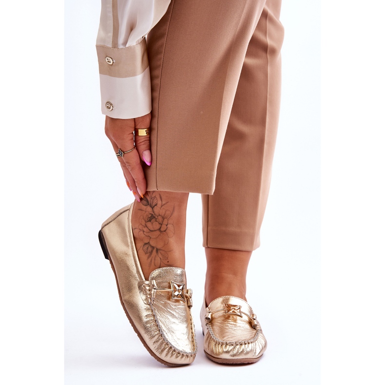 Mocassins Classiques En Cuir Avec Décoration Laura Messi 2459 Or d'or 1 Mocassins Classiques En Cuir Avec Décoration Laura Messi 2459 Or d'or 1