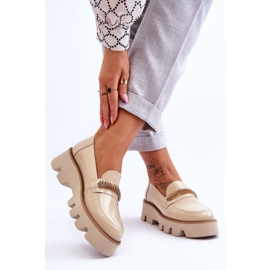 Mocassins à la mode sur la plate-forme avec décoration Laura Messi 2600 Beige 2
