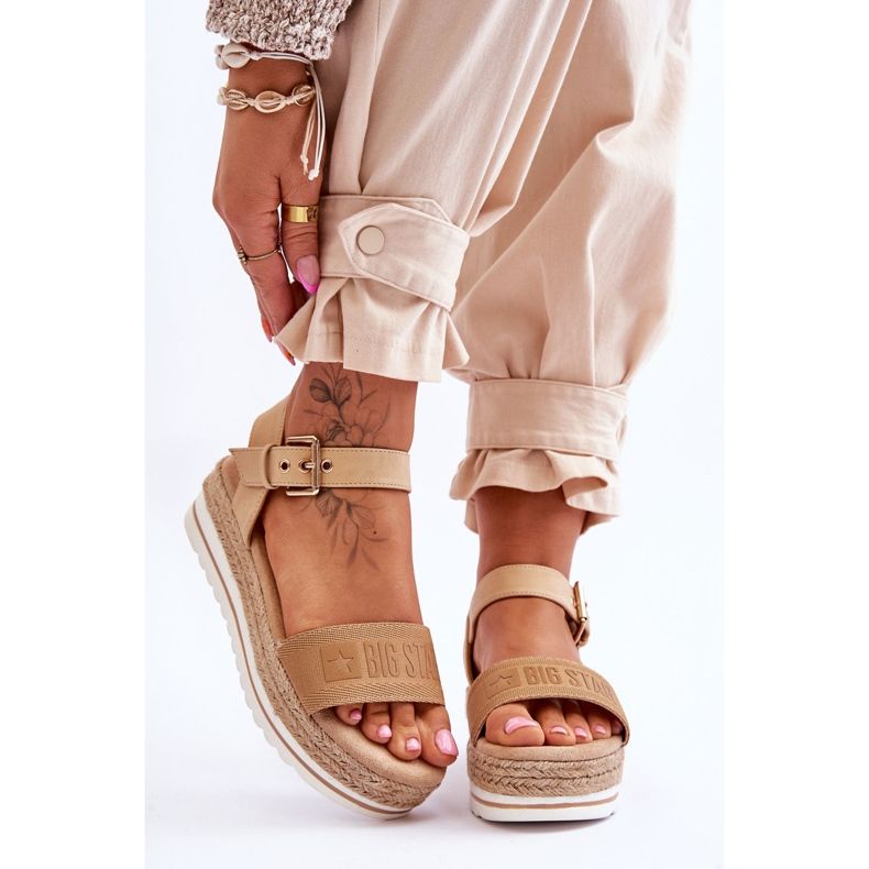 Sandales Plateforme Confortables Femme Big Star LL274872 Beige brun 1