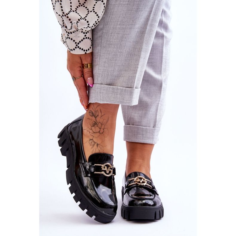 Vinceza Mocassins Laqués Femme Noir Sanvi 1