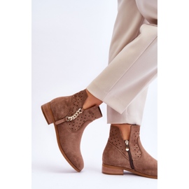 Vinceza Bottes zippées en daim pour femmes Beige Belliano 2